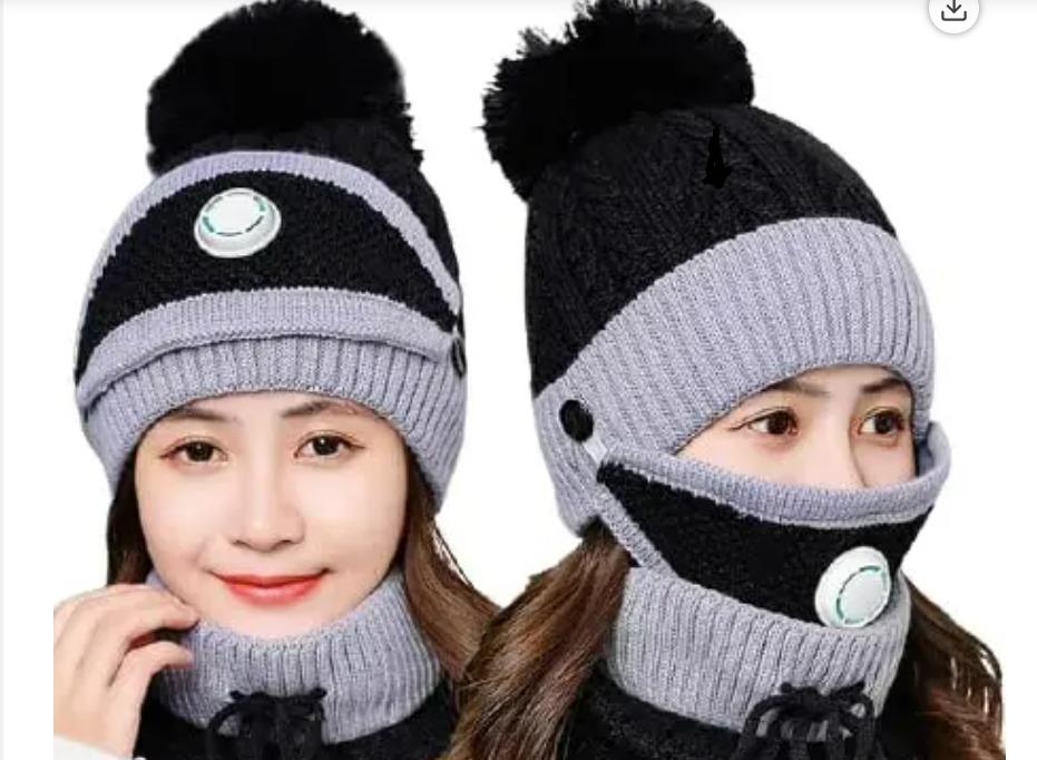 Women's Winter Knit Beanie Cap with Neck Warmer – 2-in-1 Cold Protection Set