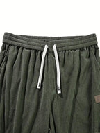 Men's Dark Green Loose Fit Corduroy Cargo Style Trouser
