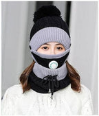 Women's Winter Knit Beanie Cap with Neck Warmer – 2-in-1 Cold Protection Set